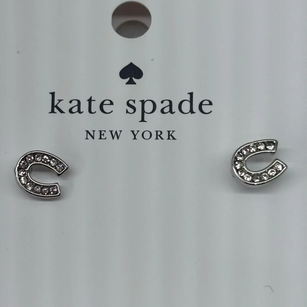 NWT Kate Spade Silver Horseshoe Studs